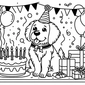 dog birthday coloring pages