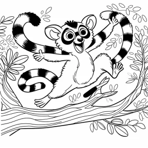 a lemur leaping through the trees.