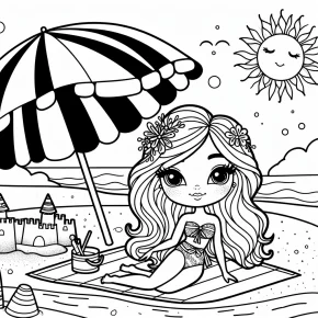 barbie at the beach coloring pages