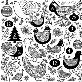 twelve days of christmas coloring pages