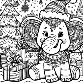 christmas elephant coloring pages