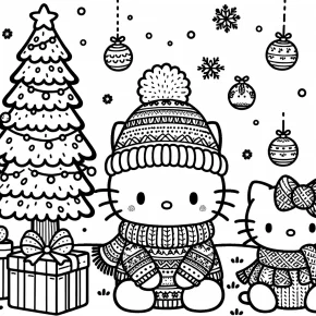 hello kitty christmas color pages