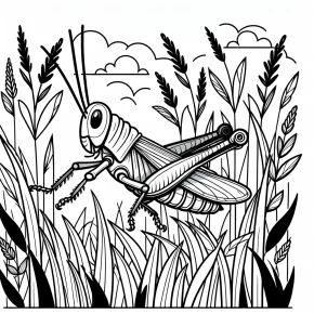 a grasshopper leaping through tall grass.