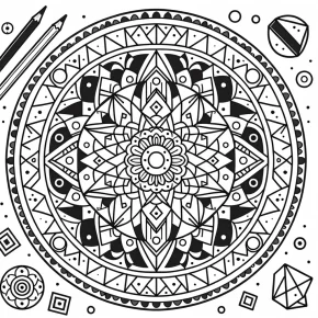 a mandala with geometric shapes.