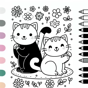 2 cats coloring pages