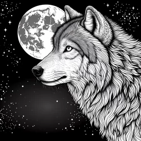 realistic wolf in moonlight wolf coloring pages