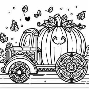 a car with a pumpkin carriage.