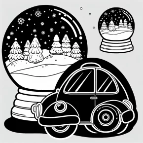 a car with a snow globe.