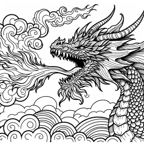 a dragon breathing fire.