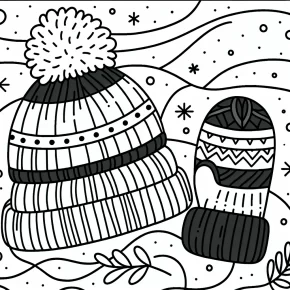 hat and mitten coloring pages