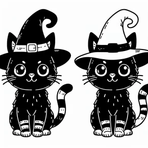 a black cat with a witch's hat.