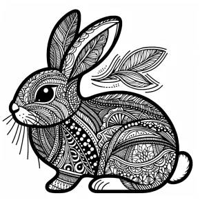 a zentangle inspired rabbit with detailed fur.