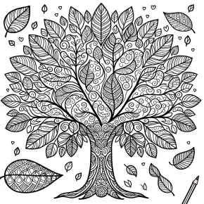 tree leaves coloring pages