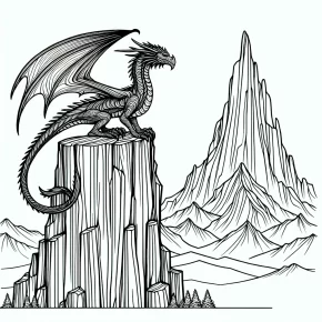 a dragon on a cliff edge.