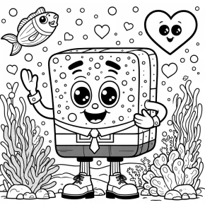 spongebob valentines day coloring pages