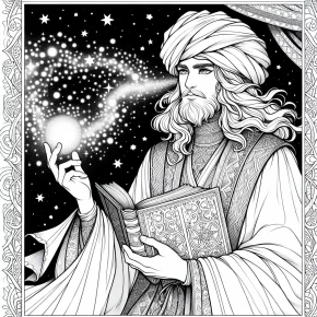 a sorcerer with a magical book.