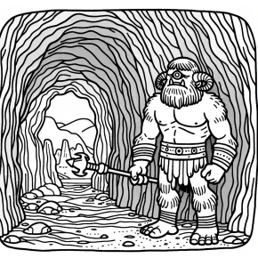 a cyclops guarding a cave.