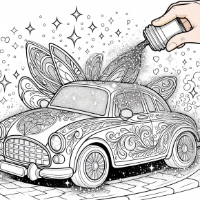 a car with a magical fairy dust.