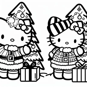 printable hello kitty christmas coloring pages