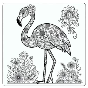 a flamingo decorated with flowers.