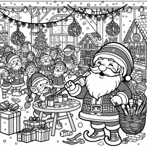 santa and elves coloring pages printable