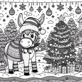 christmas donkey coloring pages