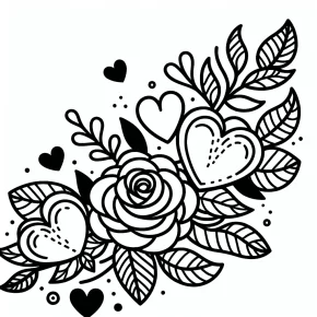 coloring pages roses and hearts