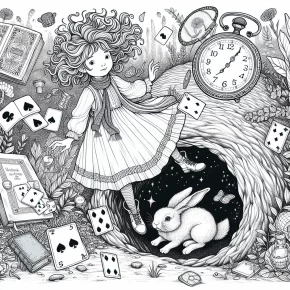 alice falling down the rabbit hole.