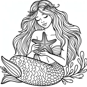 a mermaid with a starfish.