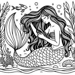 a mermaid combing her hair.