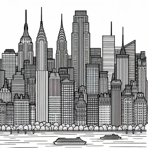 new york city skyline coloring pages