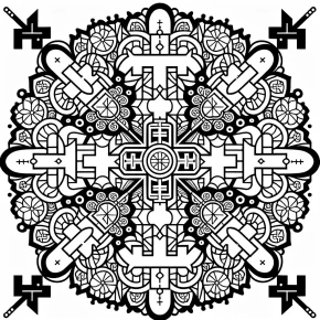 a mandala with cross shapes.