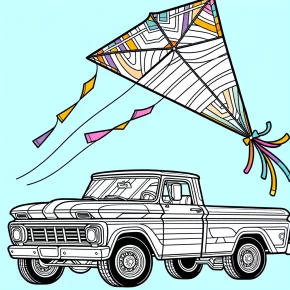 a car with a colorful kite.