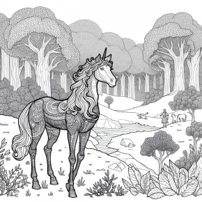 a centaur in a forest clearing.