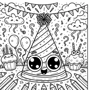 birthday hat coloring pages