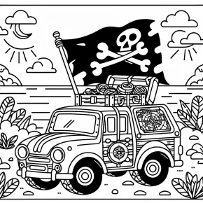 a car with a pirate treasure map.