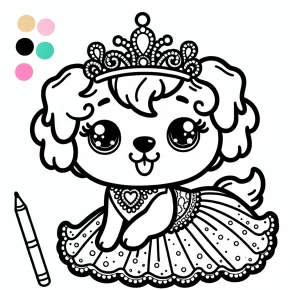 princess puppy coloring pages