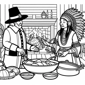 pilgrim indian coloring pages