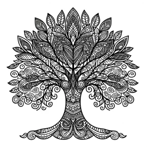 an intricate tree of life with patterns.