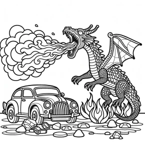 a car with a fire breathing dragon.