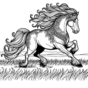 a majestic horse galloping in a field.