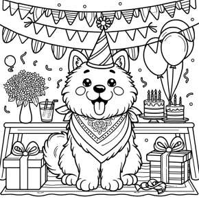 birthday dog coloring pages