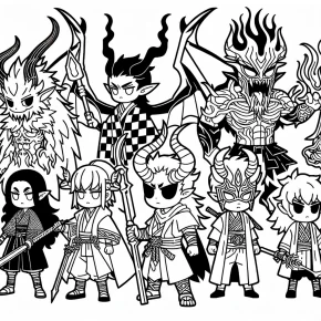 demon slayer coloring pages all character