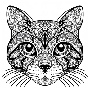 a detailed cat with zentangle eyes.