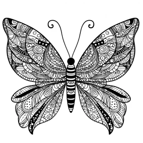 a zentangle inspired butterfly with detailed wings.