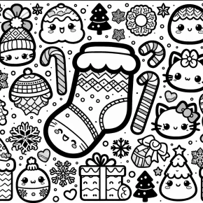 kawaii cute christmas coloring pages