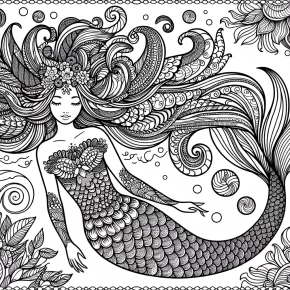 a mermaid with shimmering scales.