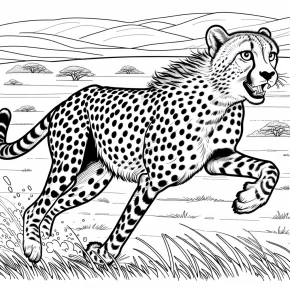 a cheetah sprinting across the savanna.