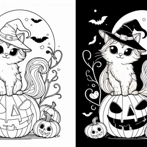 coloring pages halloween cat