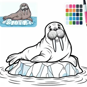 a walrus lounging on an iceberg.